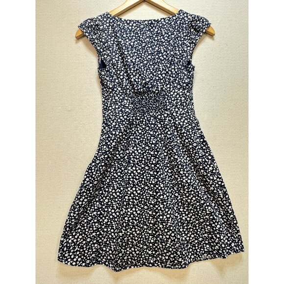 Banana Republic Womens Linen-Cotton Button Front A-Line Mini Dress 00P Navy Boho - Picture 12 of 15